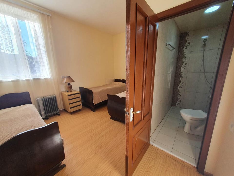 Toilet, Bed, Bathroom, Photo of the whole room, Bedroom