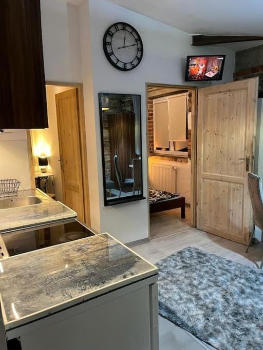 Kitchen or kitchenette, stove