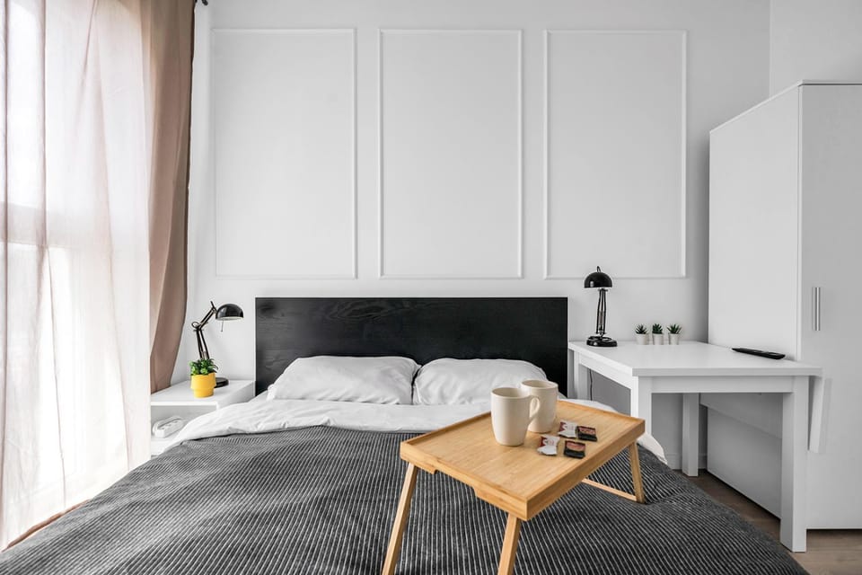 Bed, Photo of the whole room, Bedroom, towels, wardrobe