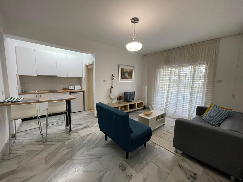 Kitchen or kitchenette, Living room, Seating area, Dining area