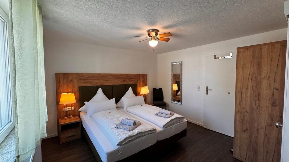 Bed, Photo of the whole room, Bedroom, towels, wardrobe