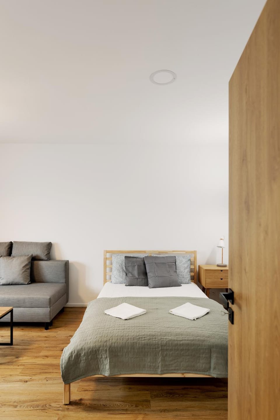 Bed, Living room, Photo of the whole room, Seating area, Bedroom