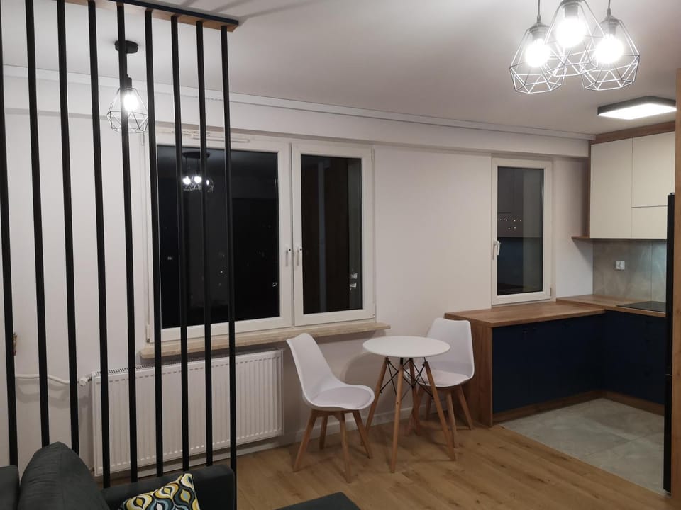 Kitchen or kitchenette, Living room, Seating area, Dining area