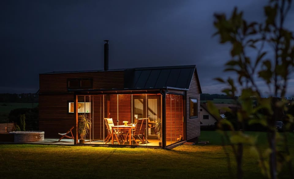 Property building, Night, Garden view