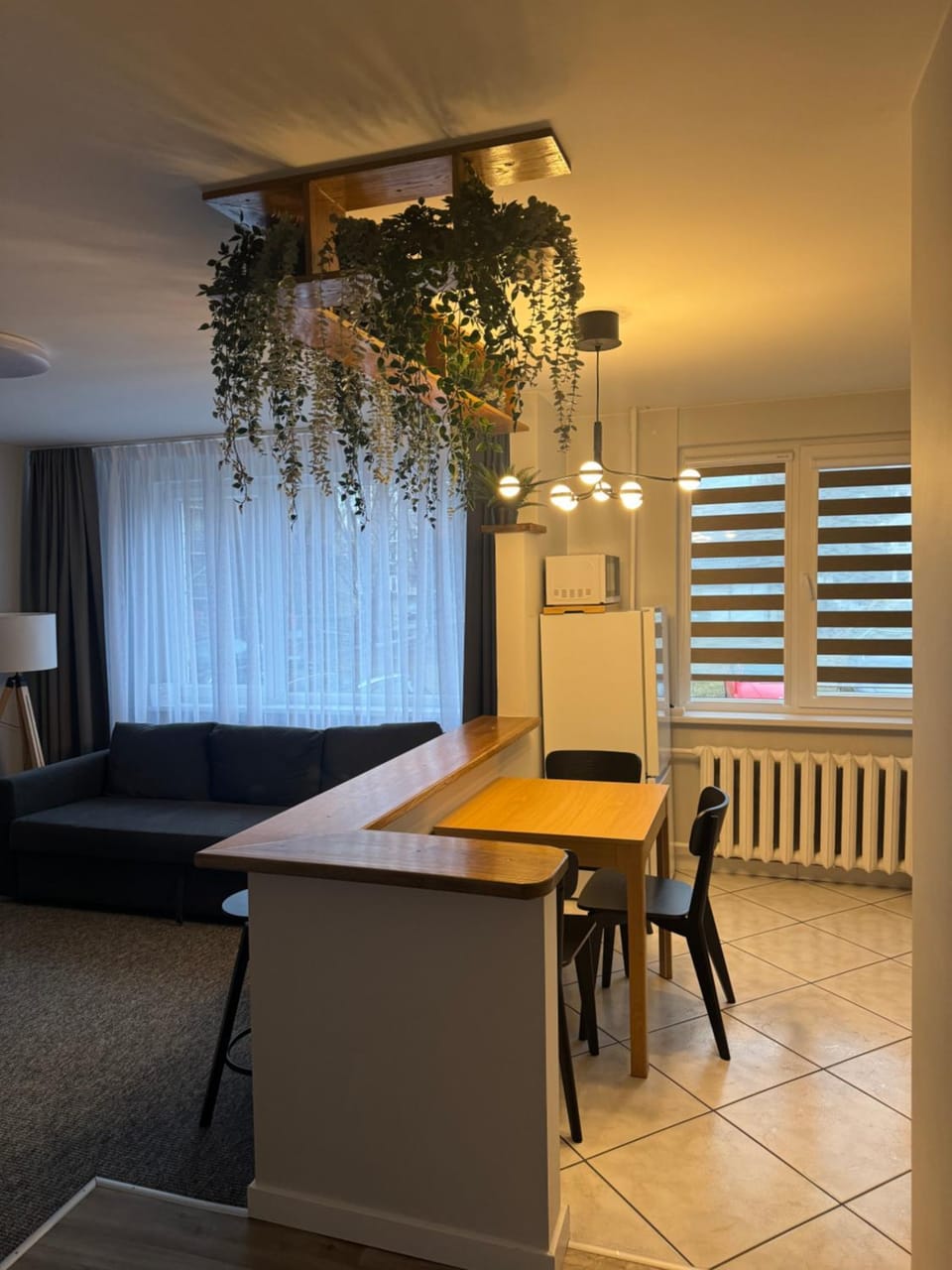 Kitchen or kitchenette, Living room, Seating area, Dining area