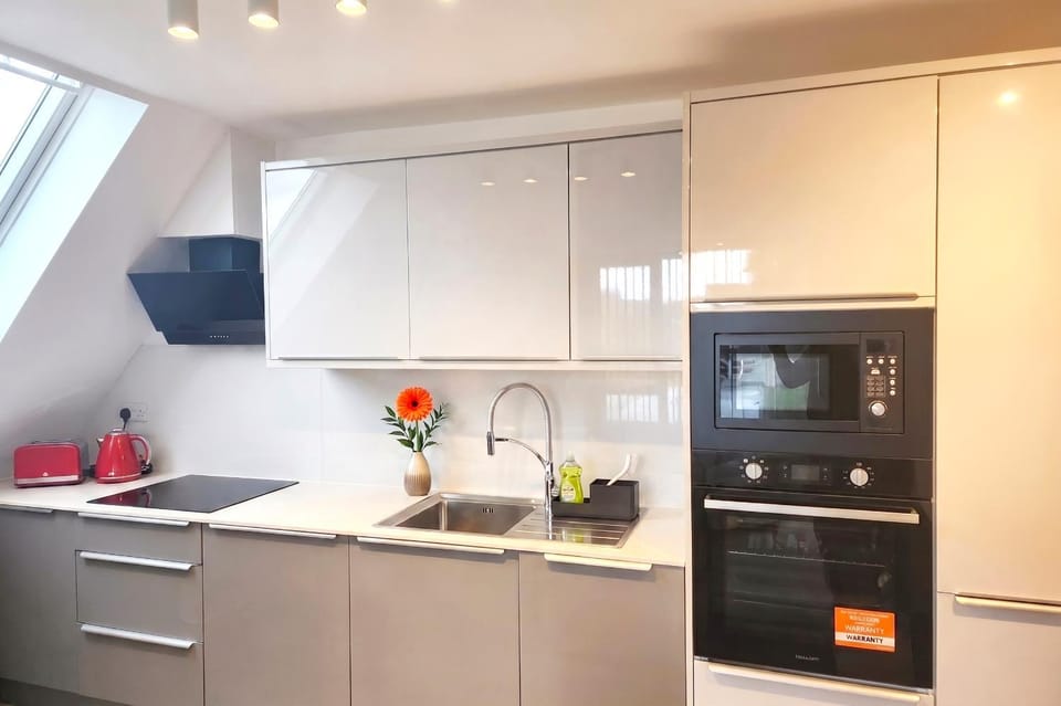 Kitchen or kitchenette, oven, stove