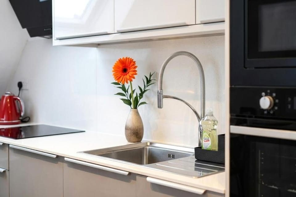 Kitchen or kitchenette, stove