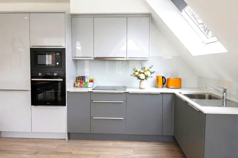 Coffee/tea facilities, Kitchen or kitchenette, oven, stove