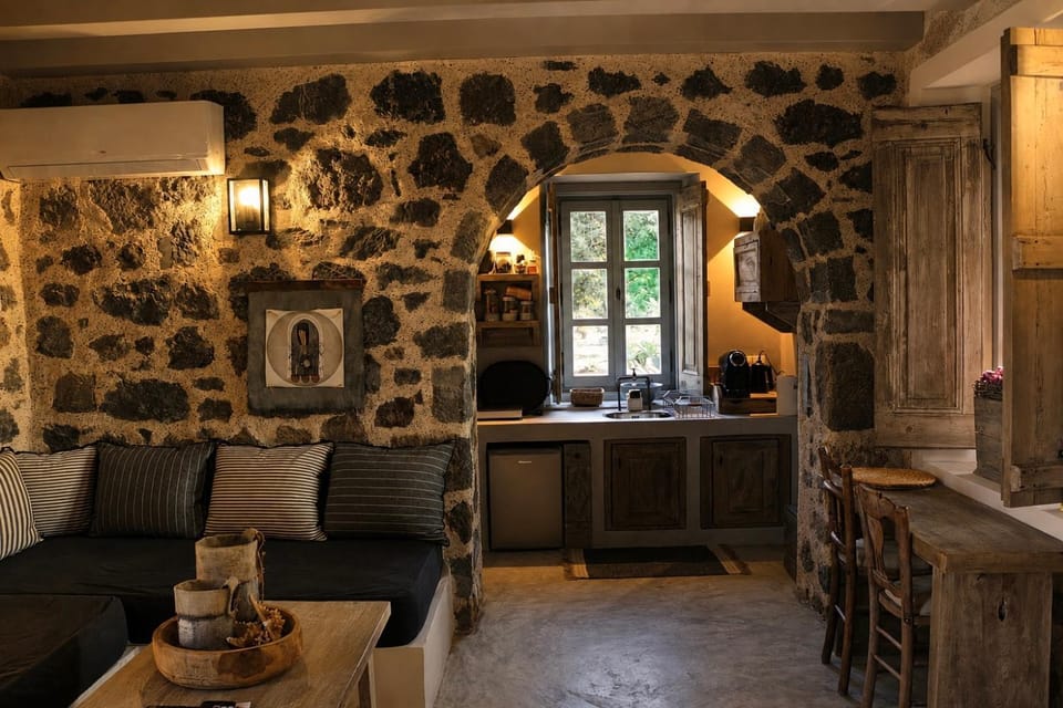 Pavlaina Complex of Traditional Residences in Nisyros. Enjoy the garden and the Sea View Apartment in Decentralized Administration of the Aegean