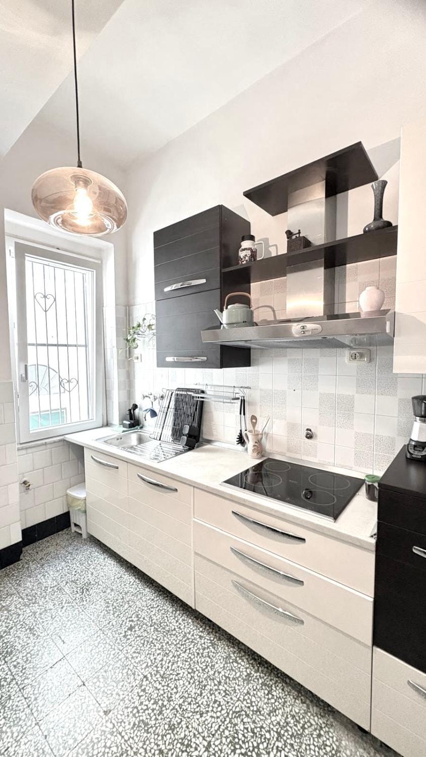 Kitchen or kitchenette, stove