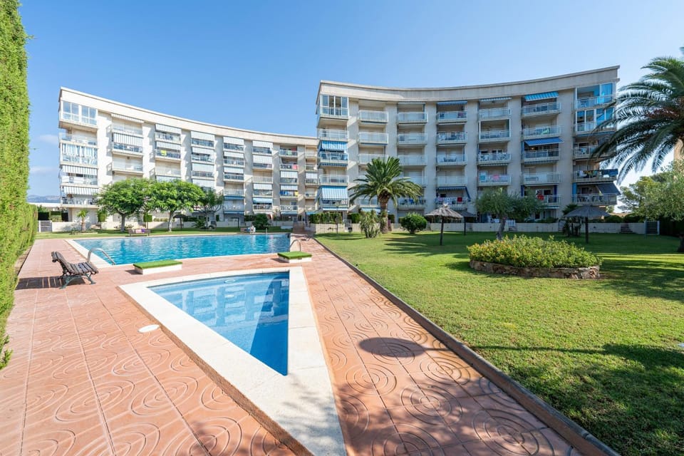 Property building, Living room, Swimming pool