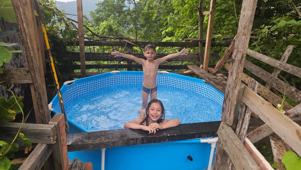 Natural landscape, Swimming pool, children