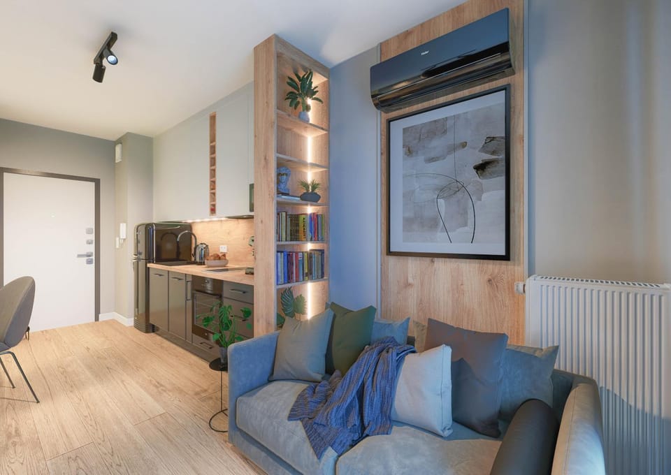 Communal lounge/ TV room, Living room, Seating area, dishwasher, kitchen, air conditioner