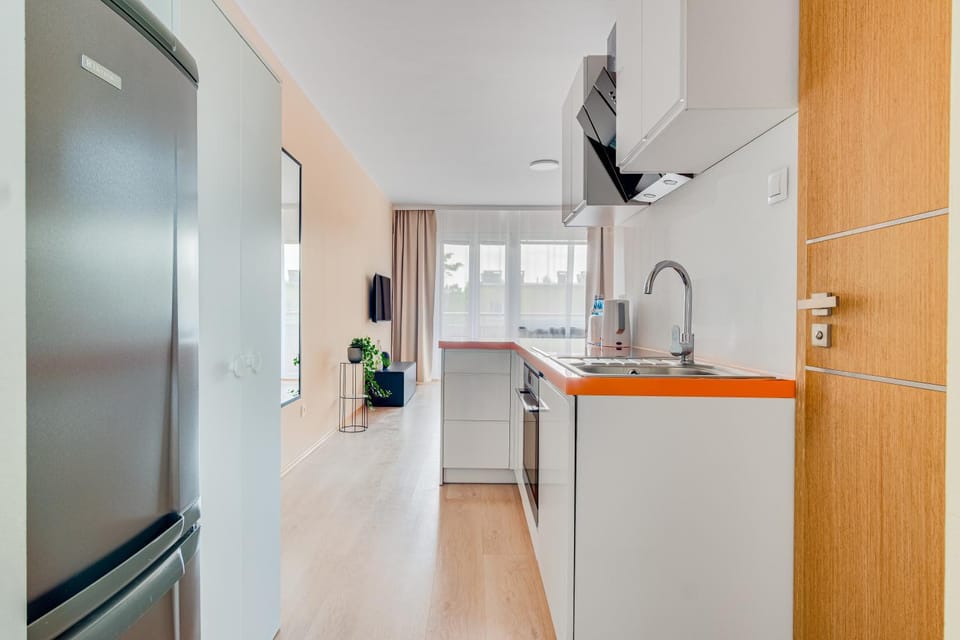 Kitchen or kitchenette, minibar, stove