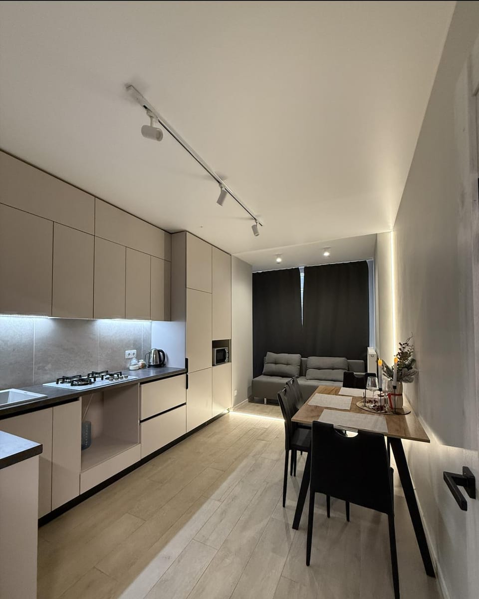 Kitchen or kitchenette, Dining area, stove