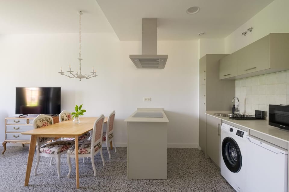Kitchen or kitchenette, Dining area, minibar, stove, washing machine
