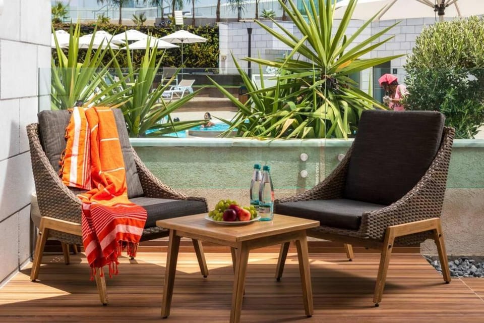 Patio, Garden, Pool view, sunbed