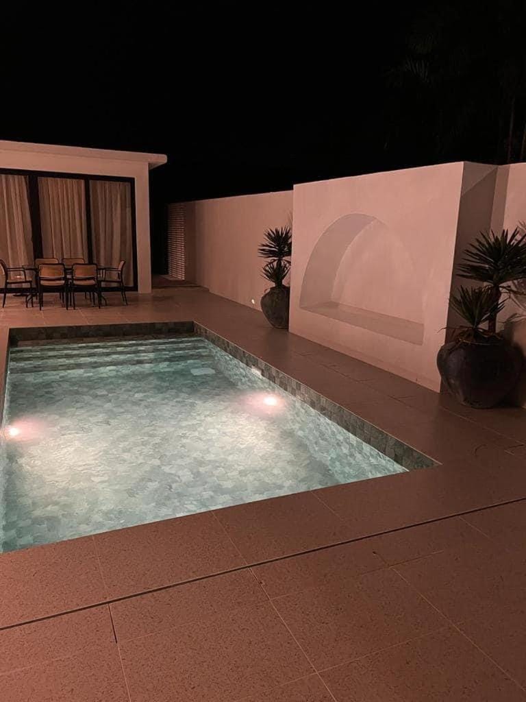 Property building, Night, Pool view, Swimming pool