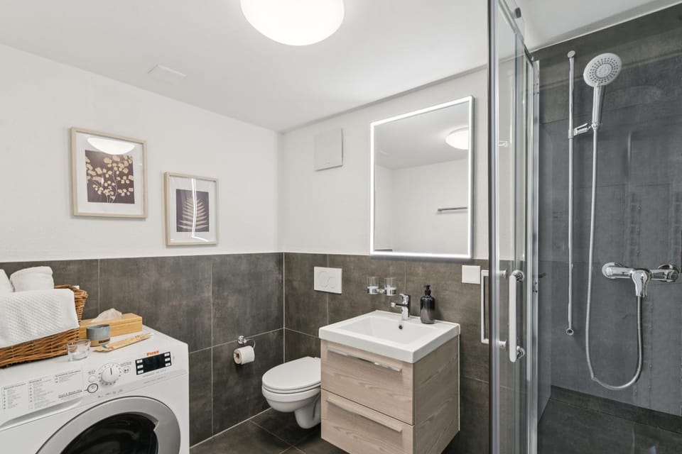 Shower, Toilet, Bathroom, towels, washing machine