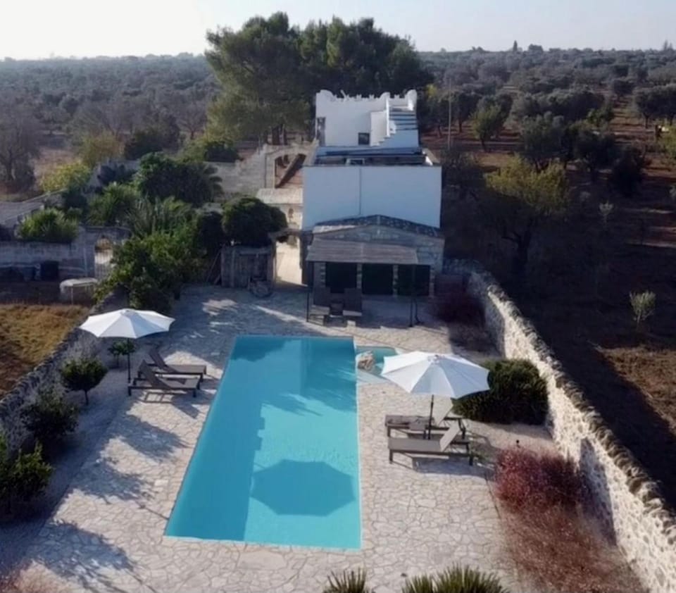 Property building, Natural landscape, Bird's eye view, Pool view, Swimming pool, sunbed