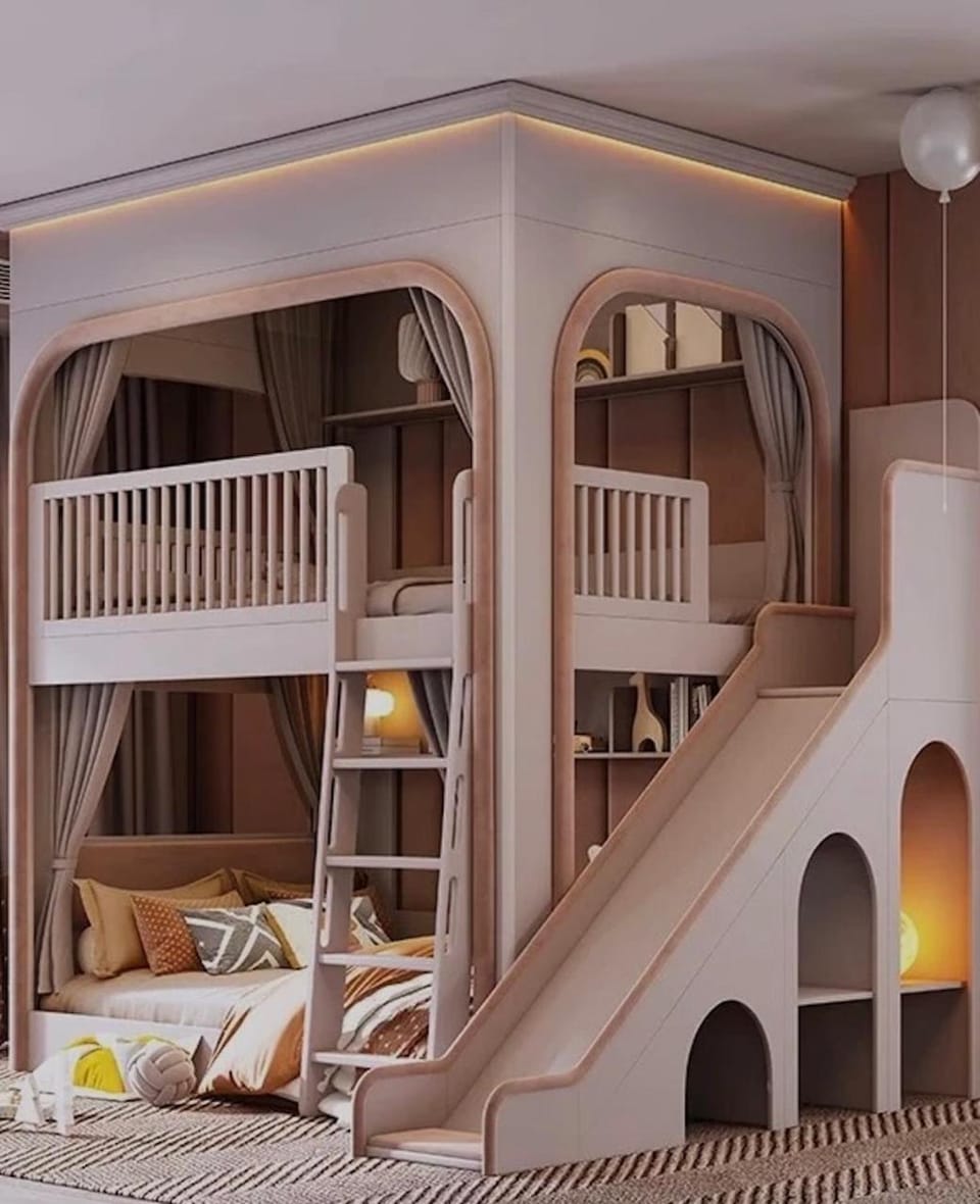Bed, Children play ground, Photo of the whole room, Bedroom, children, young children, bunk bed