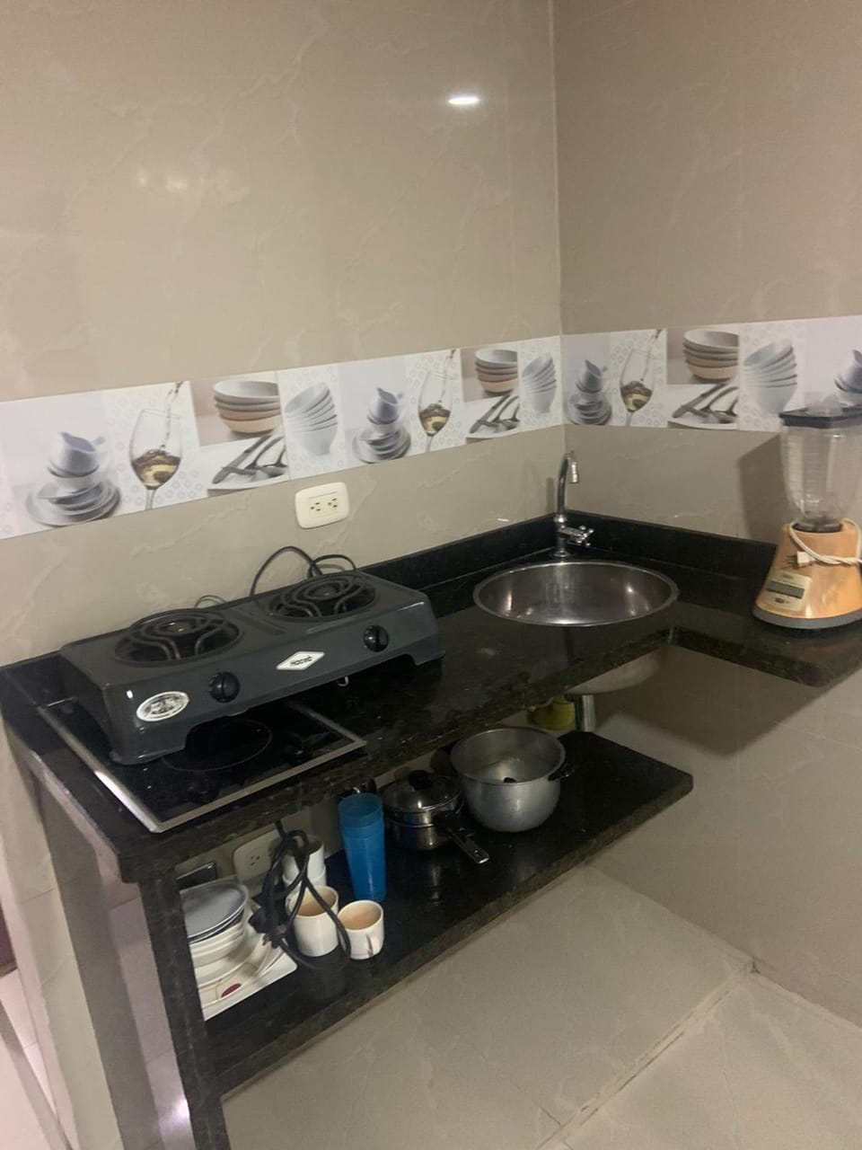 Kitchen or kitchenette, stove