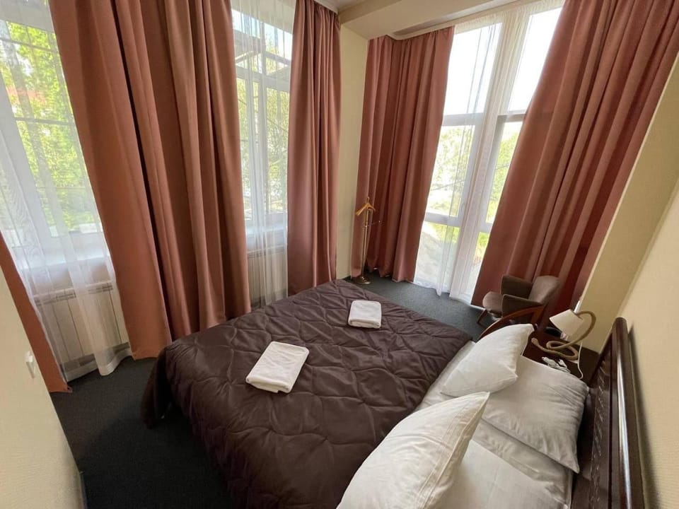 Bed, View (from property/room), Photo of the whole room, Decorative detail, Animals, Bedroom, City view, Inner courtyard view, heating, internet, internet, towels, air conditioner