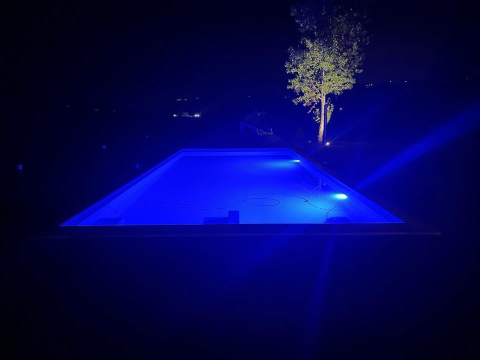 Night, Pool view, Swimming pool