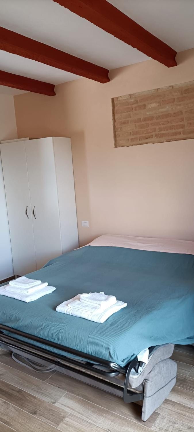 Bed, Photo of the whole room, Bedroom, towels, wardrobe