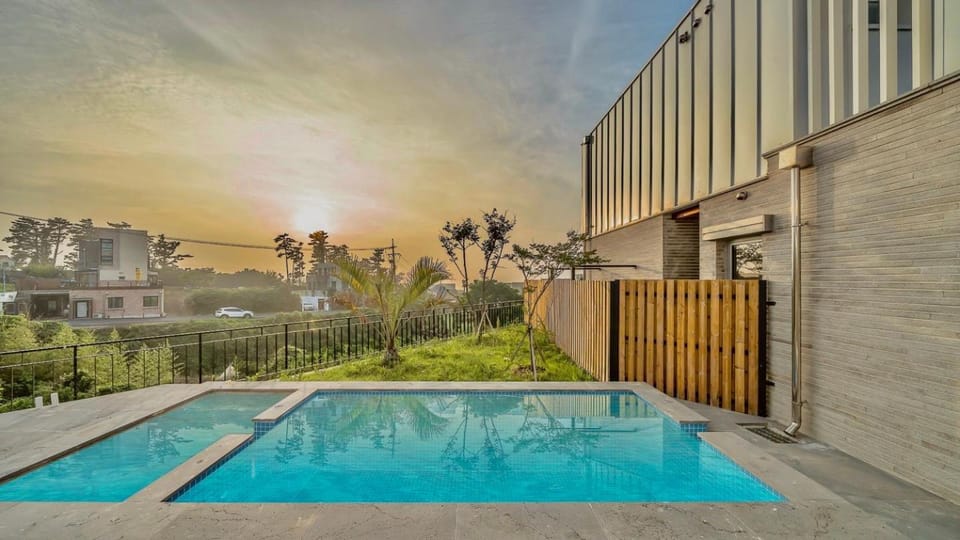 Natural landscape, Pool view, Swimming pool, Sunrise, Sunset