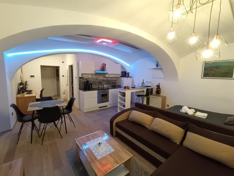 Kitchen or kitchenette, Living room, Dining area