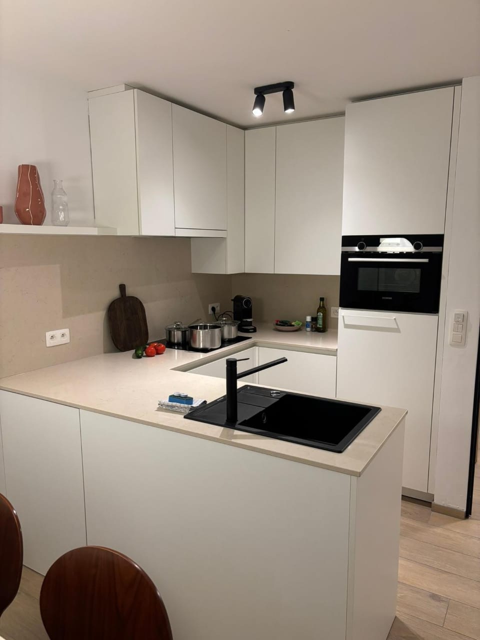 Kitchen or kitchenette, oven, stove