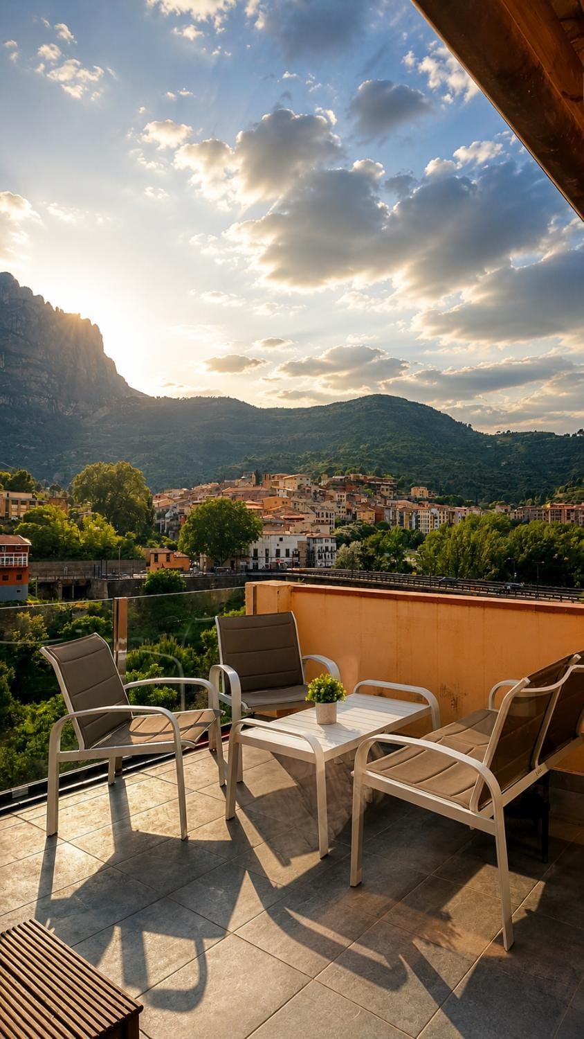 Day, Natural landscape, View (from property/room), Balcony/Terrace, Seating area, Dining area, Landmark view, Mountain view, River view