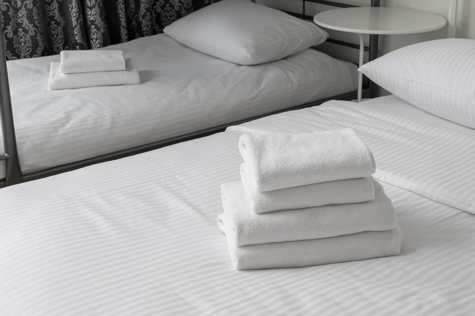Bed, Photo of the whole room, Bedroom, towels
