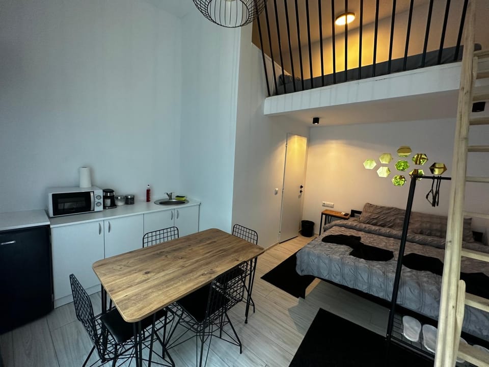 Bed, TV and multimedia, Kitchen or kitchenette, Photo of the whole room, Bedroom, bunk bed, hair dresser, minibar