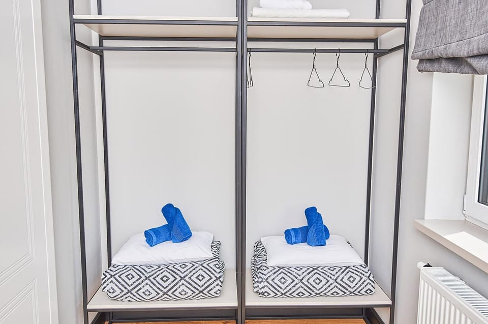 Bed, Photo of the whole room, Bedroom, bunk bed, towels, wardrobe