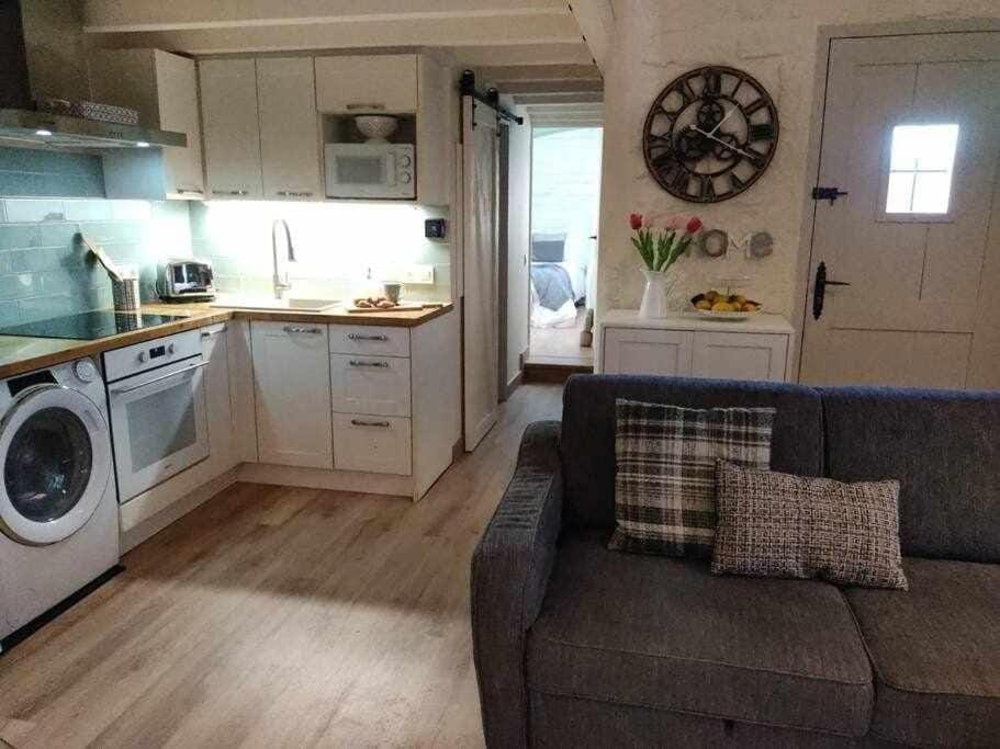 Kitchen or kitchenette, Living room, microwave, oven, stove, washing machine
