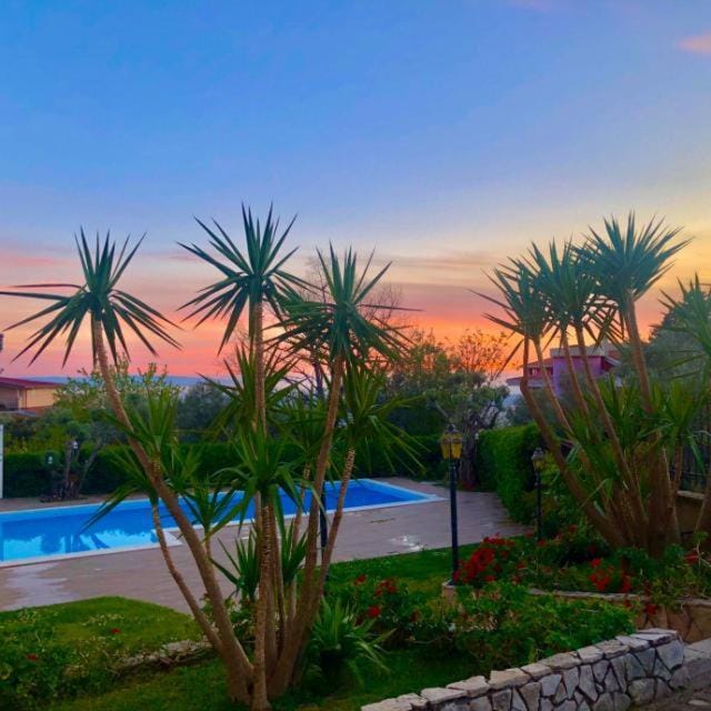 Garden view, Sunset