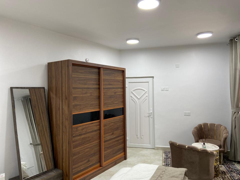 Seating area, wardrobe