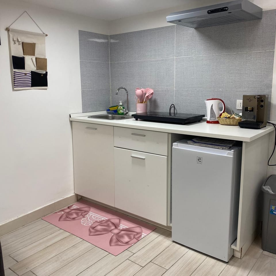 Kitchen or kitchenette, minibar, stove