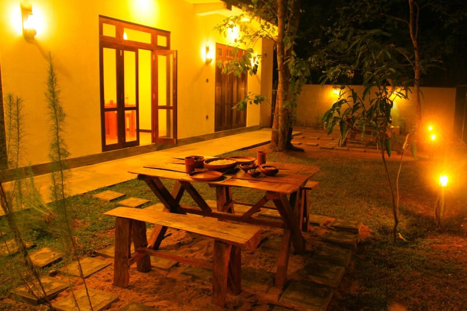 Night, Garden, Dining area, Garden view