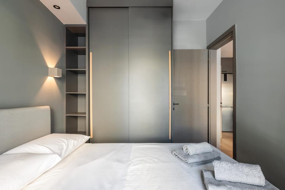 Bed, Photo of the whole room, Bedroom, towels, wardrobe