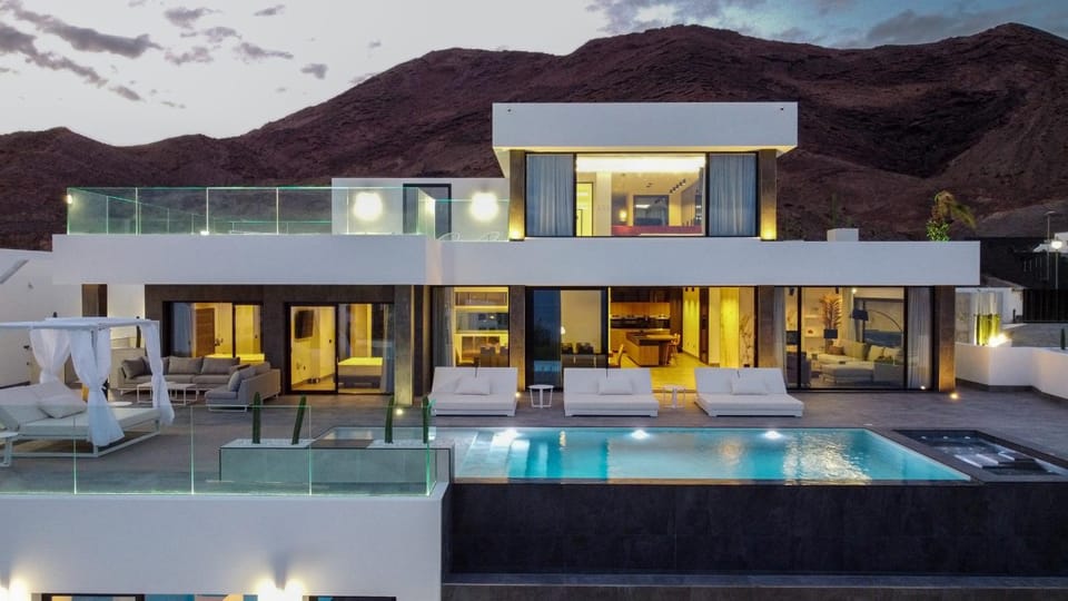 Property building, Living room, Swimming pool