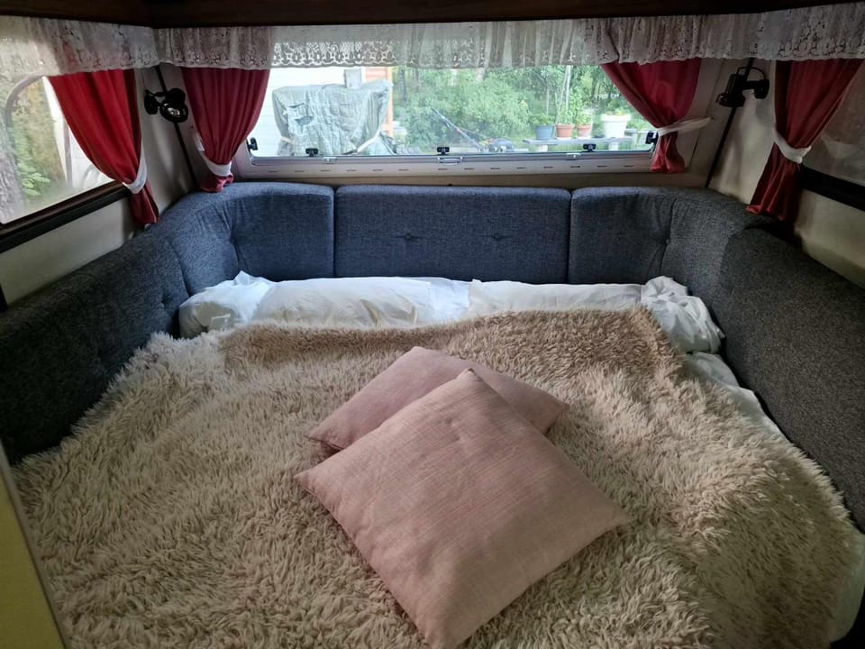 Cozy private caravan on our lawn Bed and Breakfast in Norrbotten County, Sweden