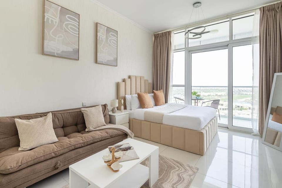 Bed, Living room, Seating area