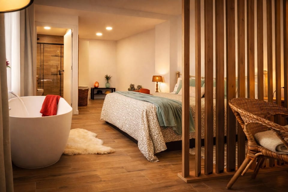 Bed, Photo of the whole room, Bedroom, towels