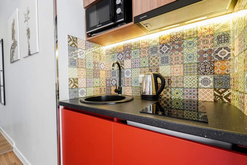 Kitchen or kitchenette, stove