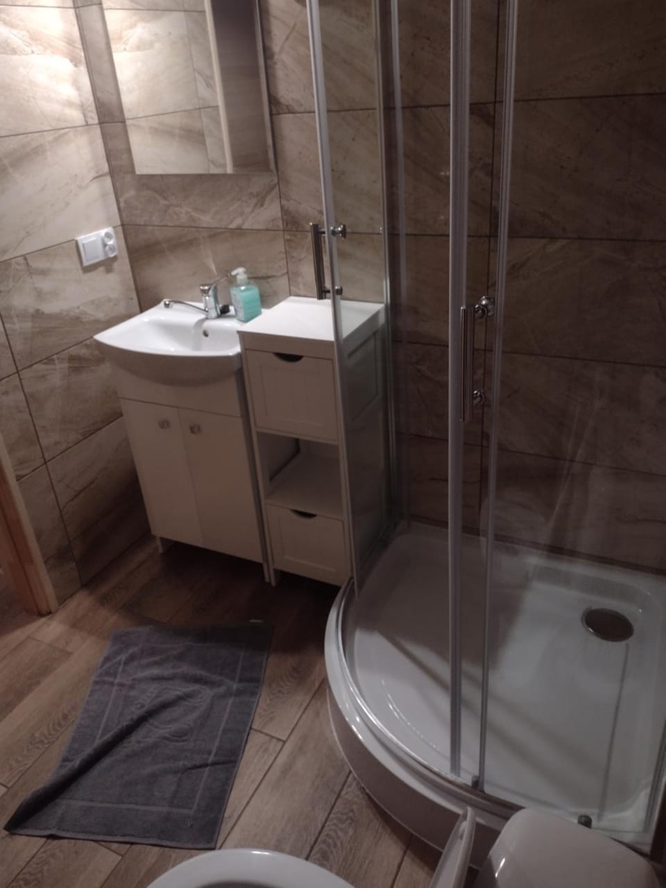Shower, Toilet, furniture, heating, towels