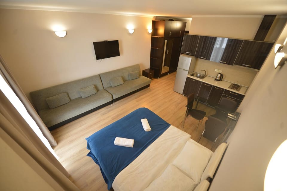Communal lounge/ TV room, Bed, TV and multimedia, Living room, Photo of the whole room, Seating area, Bedroom, oven