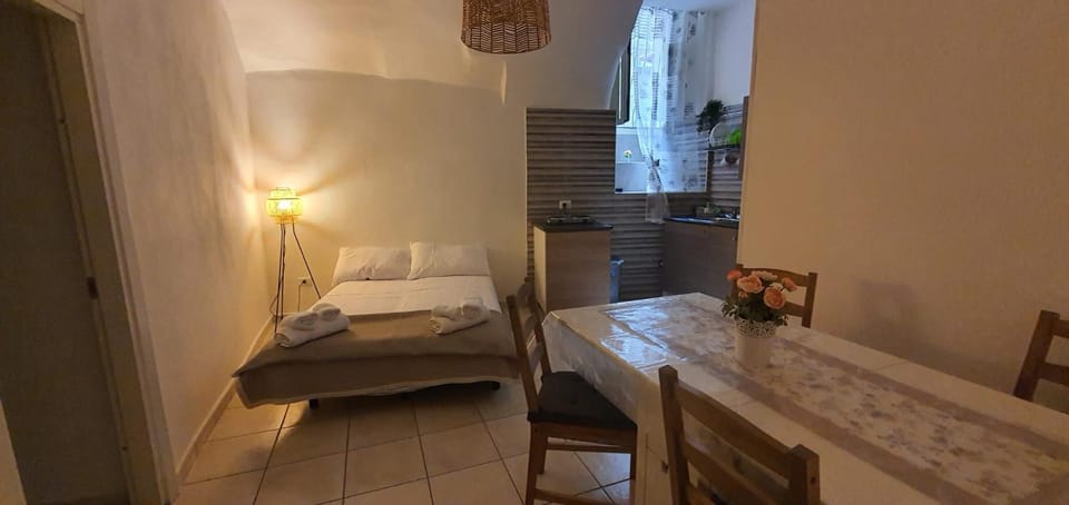 Bed, minibar, stove, washing machine, kitchen